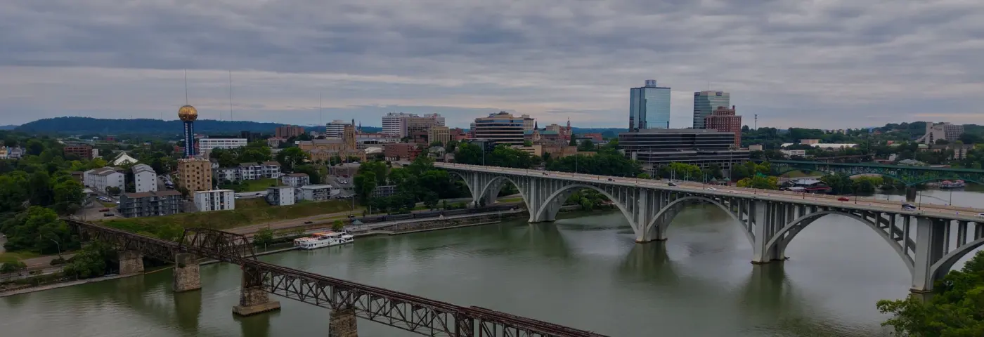 Knoxville skyline and bridges over the Tennessee River
