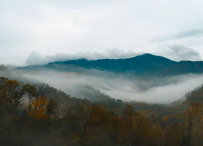Fog in the valleys of the Great Smoky Mountains in autumn